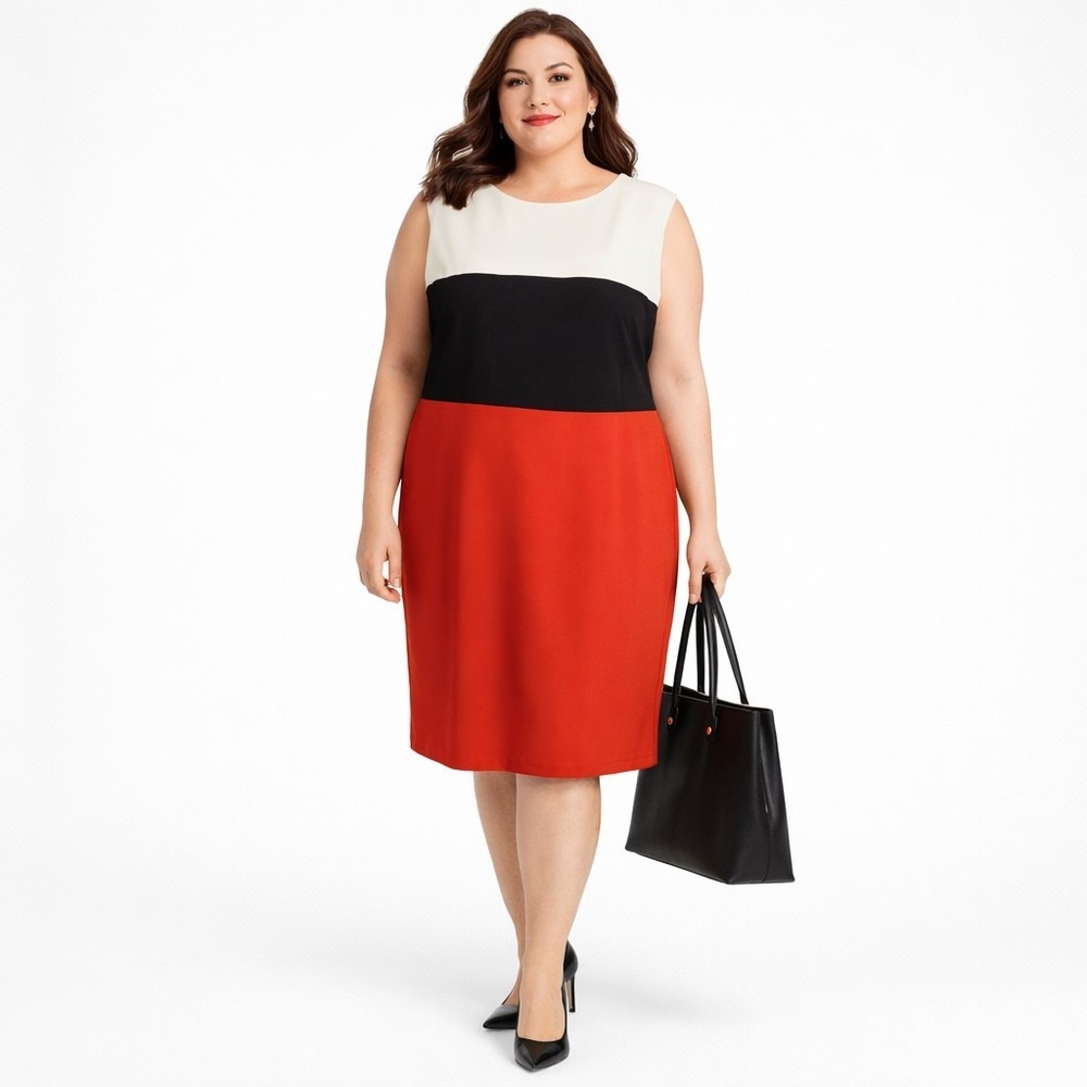 ALBERT NIPON BOUTIQUE Size 22W Colorblock Business Professional Sheath‎ Dress